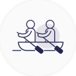 an icon of 2 people rowing a boat